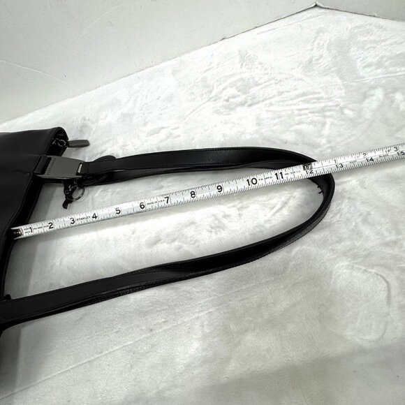 Apostrophe 13.5" Black Purse Structured Genuine Leather Gun Black Hardware Chic - Picture 12 of 16